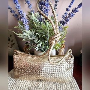 Elliott Lucca® Golden Weave Shoulder Bag With A Rope Type Strap ~ Zipper…